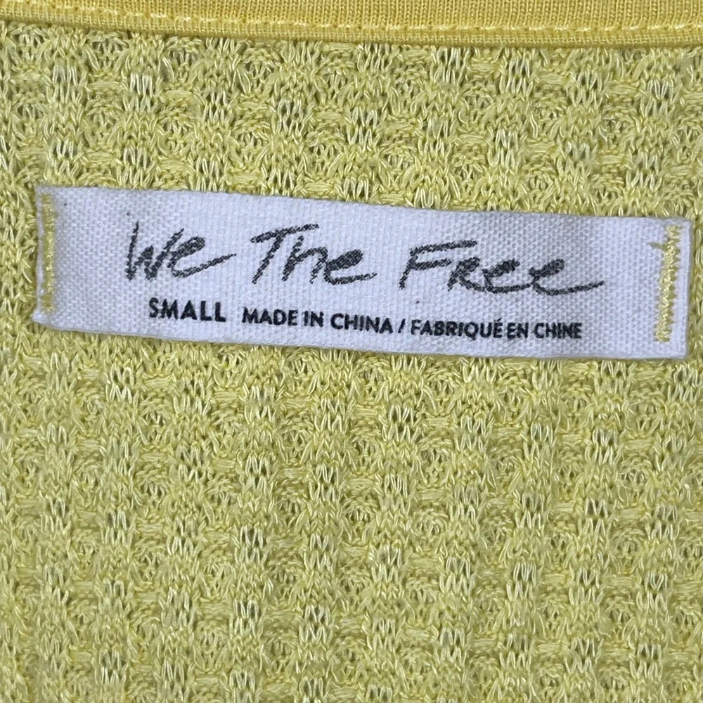 We The Free Pullover Womens Small Yellow‎ Santa Clara Waffle Knit V-Neck Thermal